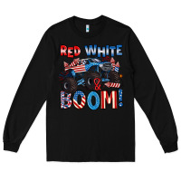 Black red white and boom 4th of july Long Sleeve Tee - Artiststas