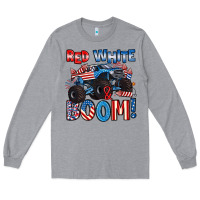 Heather Grey red white and boom 4th of july Long Sleeve Tee - Artiststas