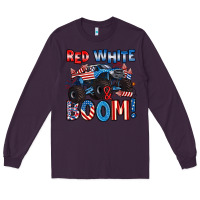 Plum red white and boom 4th of july Long Sleeve Tee - Artiststas