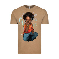 Vintage Coffee afro black boy Vintage Tee - NancyCooperArtShop