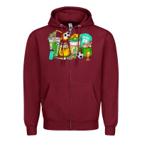 Burgundy Football coffee cups Zipper Hoodie - HowdyJamesFarm