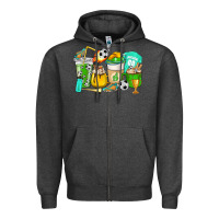 Charcoal Heather Football coffee cups Zipper Hoodie - HowdyJamesFarm