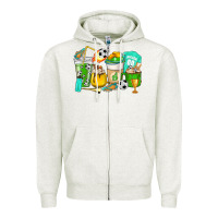 Oatmeal Heather Football coffee cups Zipper Hoodie - HowdyJamesFarm