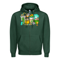 Sports Green Football coffee cups Zipper Hoodie - HowdyJamesFarm