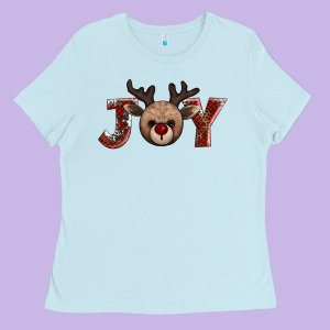 Joy Reindeer Ladies Tee Designed By Adodesignshop