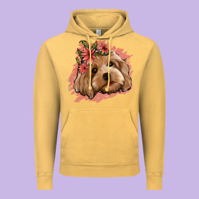 Cockapoo Floral Pink Glitter Vintage Hoodie Designed By Jasminsmagicworld