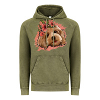 Vintage Olive cockapoo floral pink glitter Vintage Hoodie - Jasminsmagicworld