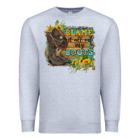 Heather Grey Blame It All On My Boots Premium Sweatshirt - FaDigitalArtStudio