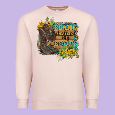 Blame It All On My Boots Premium Sweatshirt Designed By Fadigitalartstudio
