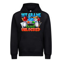 Black 1st Grade Level Unlocked Urban Hoodie - CowhideDigitalArt