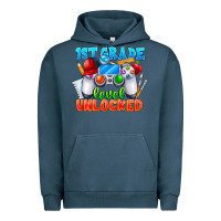 Pigment Midnight Navy 1st Grade Level Unlocked Urban Hoodie - CowhideDigitalArt