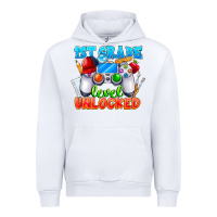 White 1st Grade Level Unlocked Urban Hoodie - CowhideDigitalArt