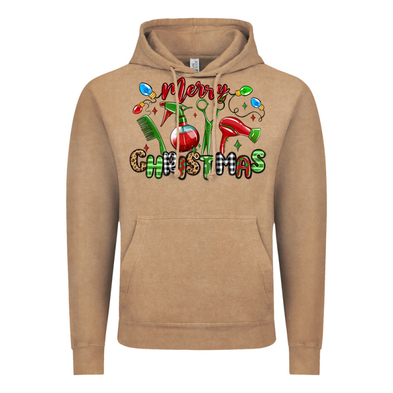 Merry Christmas Hair Dresser Vintage Hoodie by MaliasSmallBusiness | Teevron