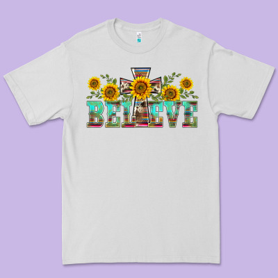 Western Believe Sunflowers Flowers Premium Tee Designed By Barkaloodesign