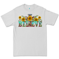 Dove Grey western believe sunflowers flowers Premium Tee - BarkalooDesign