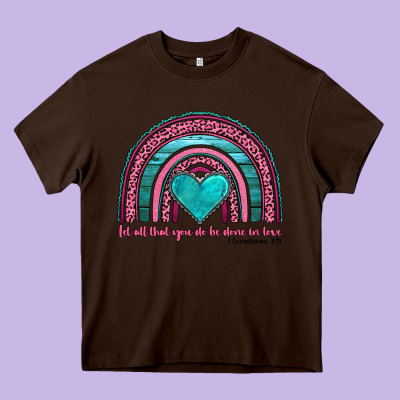 Valentine's Day Rainbow Let All That You Do Be Done In Love 1 Corinthi Heavy Core Tee Designed By Adodesignshop