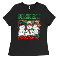 Black merry christmas snowman Ladies Tee - AdoDesignShop