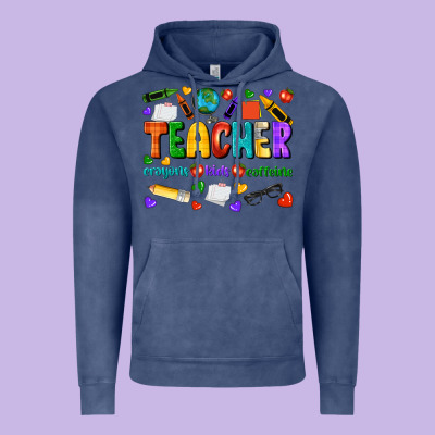 Teacher Crayons Kids Caffeine Vintage Hoodie Designed By Nancycooperartshop