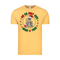 Vintage Mustard ho ho holly shit skeleton santa Vintage Tee - MaliasSmallBusiness
