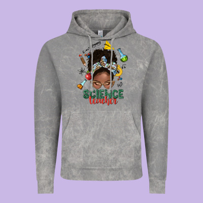 Science Teacher Afro Messy Bun Vintage Hoodie Designed By Nancycooperartshop