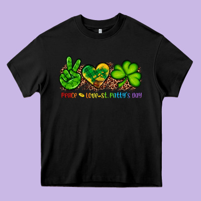 Peace Love St Patty's Day Heavy Core Tee Designed By Artiststas