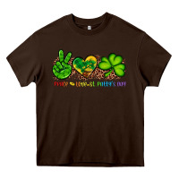 Chocolate Brown peace love st patty's day Heavy Core Tee - Artiststas