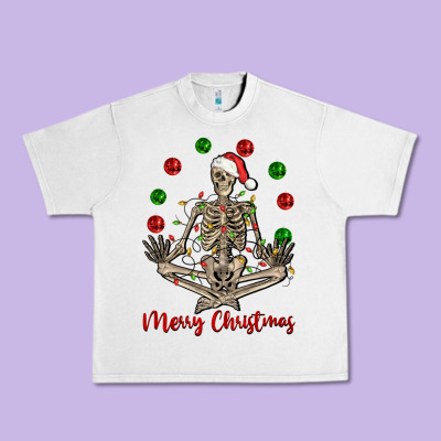 Merry Christmas Skeleton Urban Heavy Tee Designed By Nancycooperartshop