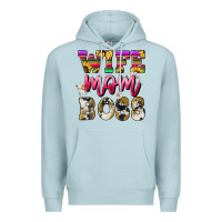 Blue Mist Wife mom boss daisy Mother's Day Premium Hoodie - HowdyJamesFarm