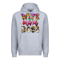 Heather Grey Wife mom boss daisy Mother's Day Premium Hoodie - HowdyJamesFarm