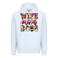 White Wife mom boss daisy Mother's Day Premium Hoodie - HowdyJamesFarm