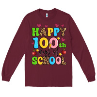 Burgundy happy 100 th days of school Long Sleeve Tee - Artiststas