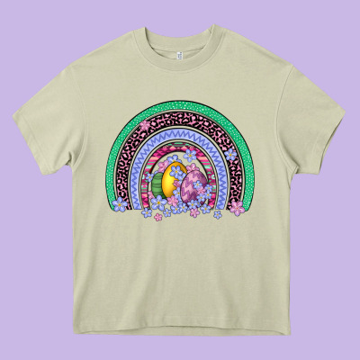 Easter Egg Rainbow Heavy Core Tee Designed By Artiststas