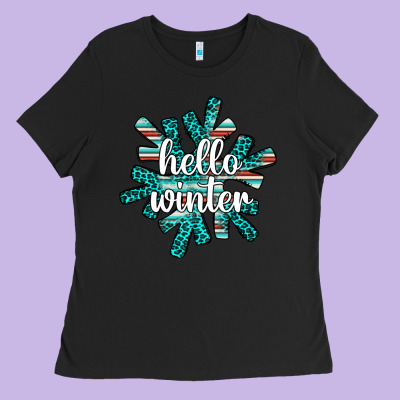 Hello Winter Ladies Tee Designed By Adodesignshop