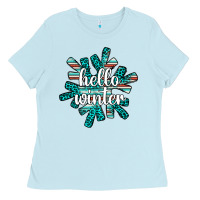 Baby Blue hello winter Ladies Tee - AdoDesignShop