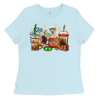 Baby Blue Christmas coffee cups with Chihuahua Ladies Tee - RanaPortraitStore