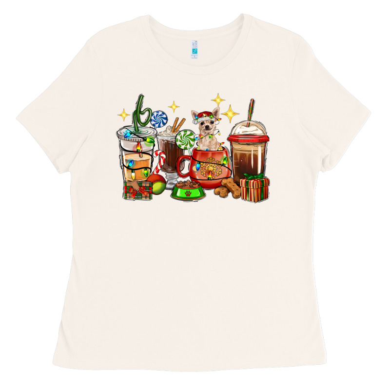 Christmas Coffee Cups With Chihuahua Ladies Tee by RanaPortraitStore | Teevron