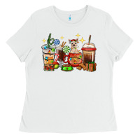 White Christmas coffee cups with Chihuahua Ladies Tee - RanaPortraitStore