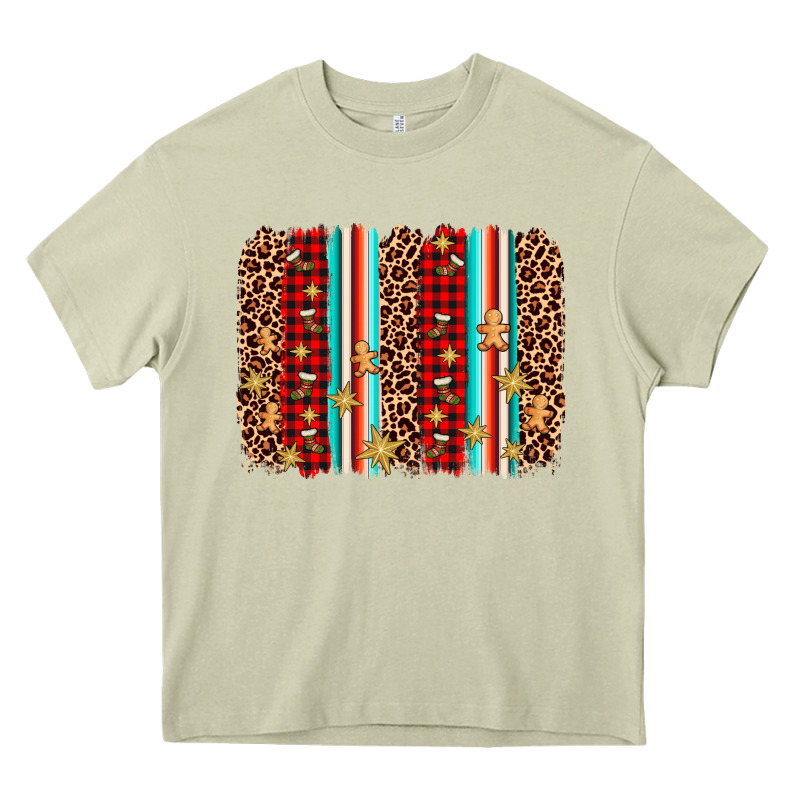Christmas Socks Cookie Leopard Brushstroke Heavy Core Tee by AdoDesignShop | Teevron