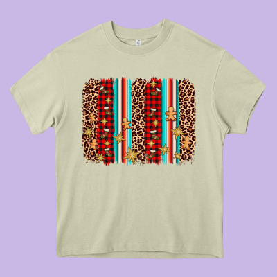 Christmas Socks Cookie Leopard Brushstroke Heavy Core Tee Designed By Adodesignshop