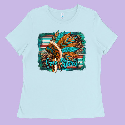 Free Spirit Native American Indian Headdress Ladies Tee Designed By Artiststas