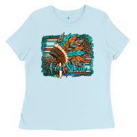 Baby Blue free spirit native american indian headdress Ladies Tee - Artiststas