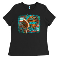 Black free spirit native american indian headdress Ladies Tee - Artiststas