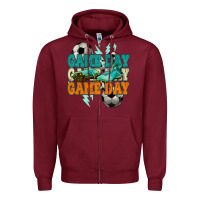 Burgundy Game day lightning bolt soccer Zipper Hoodie - HowdyJamesFarm