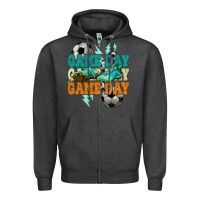 Charcoal Heather Game day lightning bolt soccer Zipper Hoodie - HowdyJamesFarm