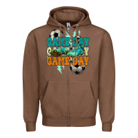 Chestnut Game day lightning bolt soccer Zipper Hoodie - HowdyJamesFarm