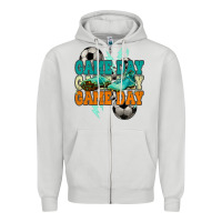 Dove Grey Game day lightning bolt soccer Zipper Hoodie - HowdyJamesFarm