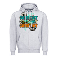 Heather Grey Game day lightning bolt soccer Zipper Hoodie - HowdyJamesFarm