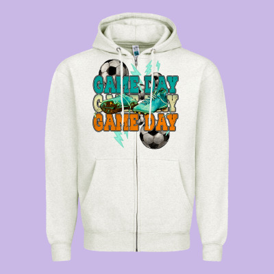 Game Day Lightning Bolt Soccer Zipper Hoodie Designed By Howdyjamesfarm