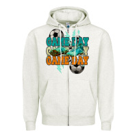 Oatmeal Heather Game day lightning bolt soccer Zipper Hoodie - HowdyJamesFarm