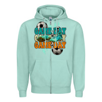 Seafoam Game day lightning bolt soccer Zipper Hoodie - HowdyJamesFarm